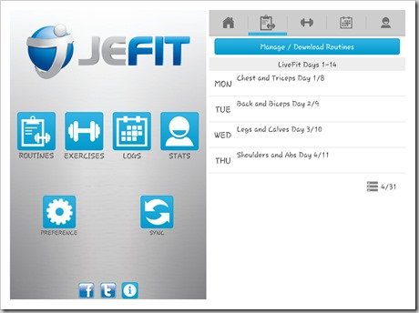 JEFIT App - Routines