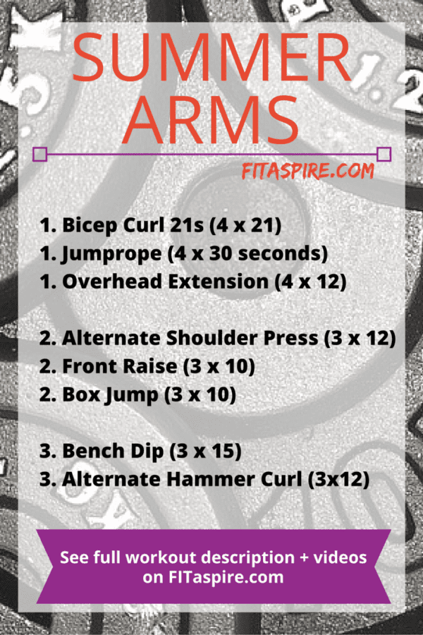 Want to build strong, sexy arms that you can show off in your favorite tank top? Try this arm workout for women to build strength & definition in my favorite body part, plus plyometrics for fat loss and shoulder strength for balance!